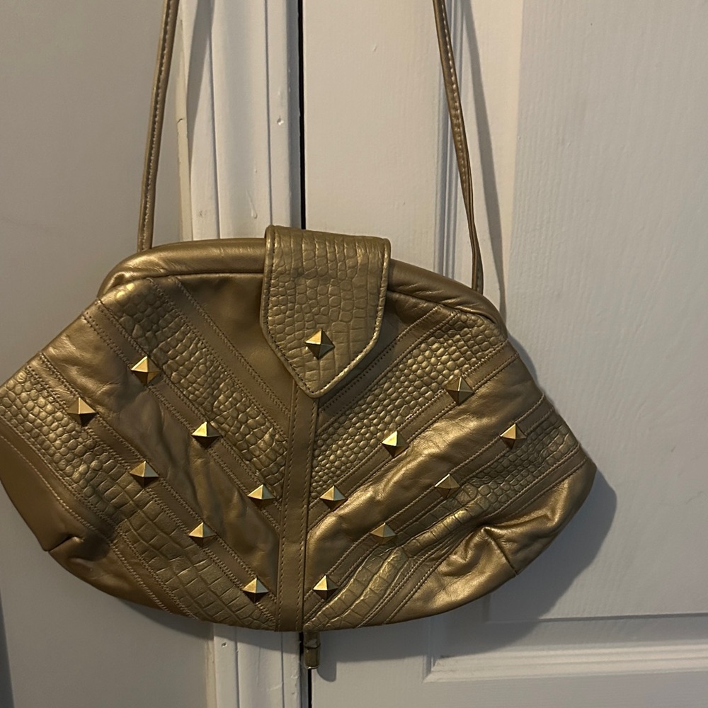 Chic Gold Studded Shoulder Bag